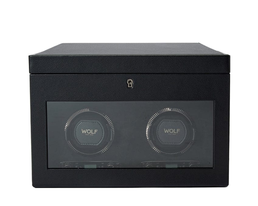 Wolf1834 Watch Winder British Racing Double Watch Winder with Storage - Black