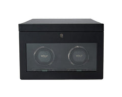 Wolf1834 Watch Winder British Racing Double Watch Winder with Storage - Black