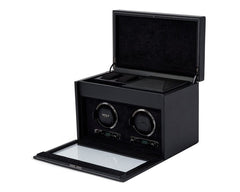 Wolf1834 Watch Winder British Racing Double Watch Winder with Storage - Black