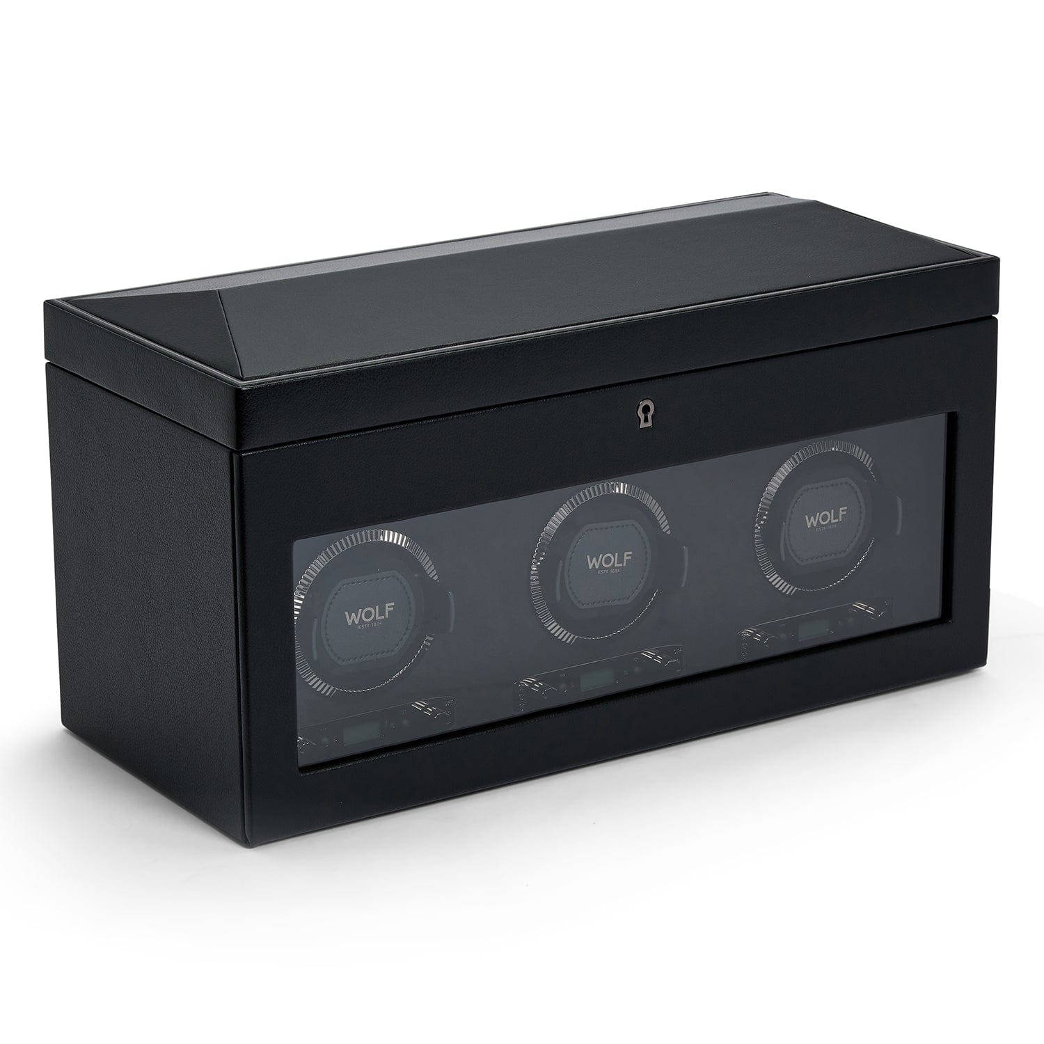 Wolf1834 Watch Winder British Racing Triple Watch Winder with Storage-Black