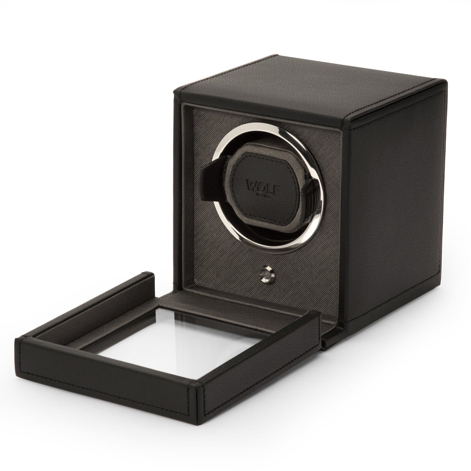 Wolf1834 Watch Winder Cub Single Watch Winder with Cover-Black